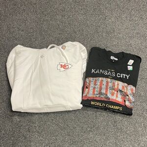 NFL Junk Food Kansas City Chiefs Football hoodie and short sleeve tshirt L NWT